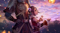 original characters sky lanterns anime girls Anime