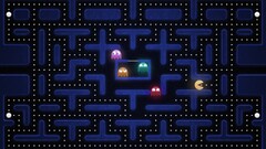 pacman video games retro games blue digital art