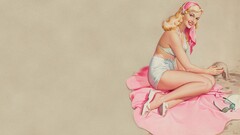 pinup models drawing artwork