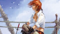 pirates anime girls redhead fantasy girl fantasy art