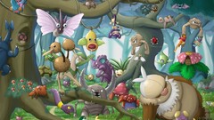 Pokémon Pikachu Chikorita forest Torchic