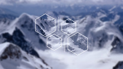 polyscape Mountains snow hexagon digital art nature snowy peak