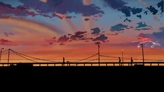 power lines Makoto Shinkai 5 centimeters per second sunset Anime