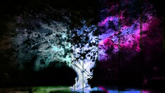 psychedelic glitch art negative Trees field