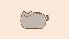 pusheen cats Minimalism artwork Beige beige background