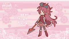 Puyo Puyo pink background text kanji redhead ponytail spear