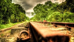 railway outdoors metal railroad track