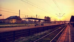 railway station sunlight railroad track