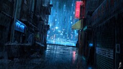 rain night cityscape City China street futuristic city artwork