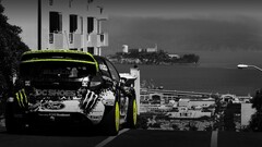 rear view rally cars Ken Block Ford Car San Francisco alcatraz