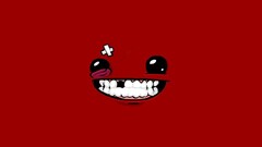 red background red super meat boy video game characters