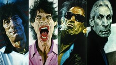 Rolling Stones caricature mick jagger keith richards collage Men