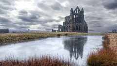ruin reflection clouds Whitby Abbey England Yorkshire