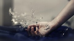 sailing ship lighthouse surreal water drops artwork hands Birds