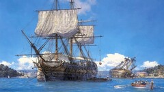 Sailors rowboat sailing ship artwork ship vehicle