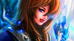 science fiction Women digital art blue eyes mei terumi