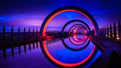 Scotland Falkirk Wheel reflection architecture night uk