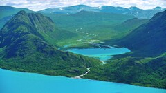 Sea river Mountains nature Besseggen Norway cyan