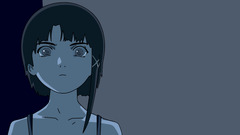 serial experiments lain Lain Iwakura blue background short hair