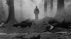 Seven Samurai Movies monochrome battle warrior forest mist