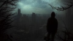Shanghai rear view dark alone Trees forest nightmare artwork sky