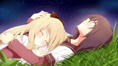 sleeping lying on front school uniform anime girls night Anime