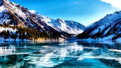 snow Lake frozen lake Kazakhstan ice Mountains landscape nature