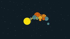 solar system Pluto space art humor Space crowds sad sun