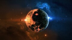space art planet Space glowing Yin and yang Stars digital art