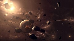 Space asteroid space art planet digital art planetary rings