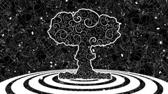 spiral explosion mushroom clouds monochrome artwork abstract