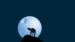 star wars humor Death Star AT-AT Imperial Forces blue background