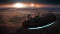 star wars Millennium Falcon desert sunset Star Wars Ships cgi