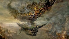 steampunk Airships fantasy city fantasy art