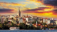 sunset architecture cityscape Istanbul Turkey building tower