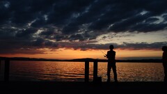 sunset switzerland Sea fishing rod