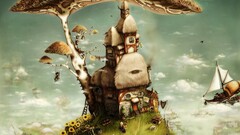 surreal Airships fantasy art artwork