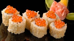 sushi fish food caviar ginger (food)