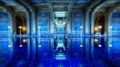 swimming pool indoors water reflection