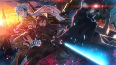 sword art online Anime kirigaya kazuto asada shino blue hair gun