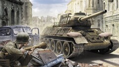 tank T-34 Adolf Hitler World War II War artwork military ruin