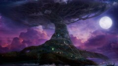Teldrassil world of warcraft World Tree Trees moon purple
