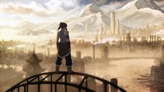 the legend of korra korra Mountains fantasy city anime girls