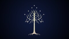 the lord of the rings sigils Trees blue background Symbols