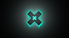 The xx Minimalism glowing neon Turquoise cyan
