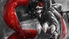 Tokyo Ghoul Anime mask anime boys glowing eyes red eyes rain