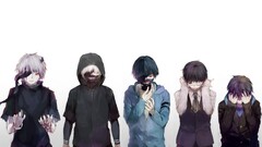 Tokyo Ghoul Anime mask standing Simple Background red eyes