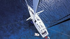 top view water bird's-eye view Sailboats sailing ship vehicle