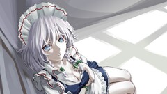touhou Anime anime girls izayoi sakuya grey hair braids As109