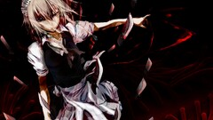 touhou Anime anime girls izayoi sakuya grey hair braids smoking